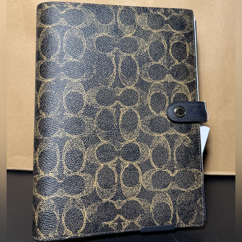 Coach Notebook in Signature Loved Canvas and Smooth Leather